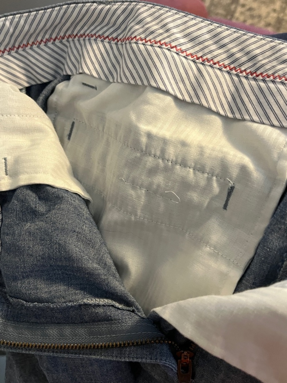 Lands End Classic Lightweight Chambray Trousers in Light Denim Blue - Picture 7 of 8